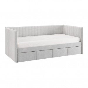 Кровать с ящиками Твикс (Софа) 90х200 галька (велюр)