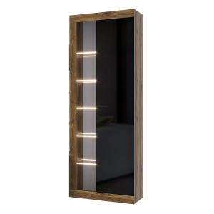 Шкаф-витрина ПРАГА Дуб Делано/Черный глянец