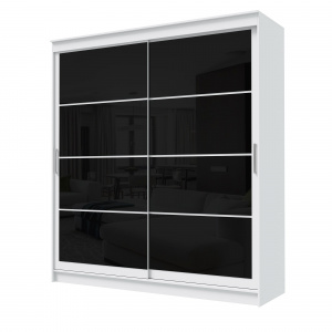 Шкаф-купе ГРАНД 1 2,0 Белый гладкий/Лакобель черный