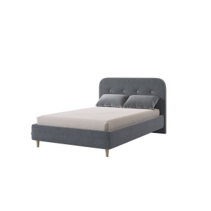 Кровать односпальная Лео 120х200 графит/галька (велюр)