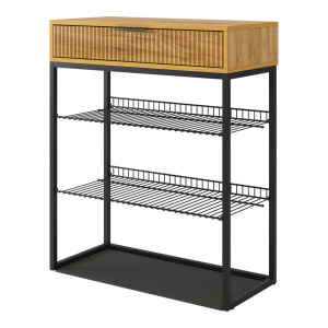 Обувница Вельвет дуб крафт золотой/черный муар