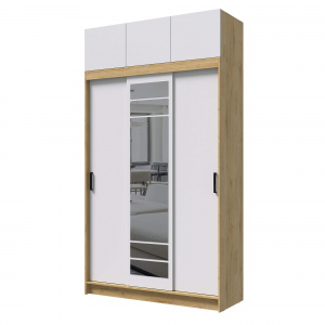 Шкаф-купе БРУНО 3 с антресолью Дуб вотан/Белый гладкий