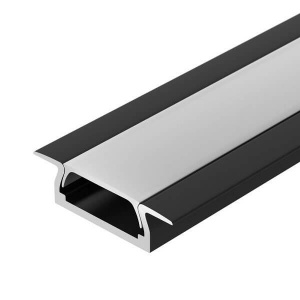 Профиль врезной алюминиевый для светодиодной ленты, чёрный матовый, с мат. экраном и заглушками 22х6х3000 мм. K251-3AMBK