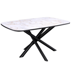 Стол обеденный Kenner DF1250 черный/керамика мрамор белый глянец