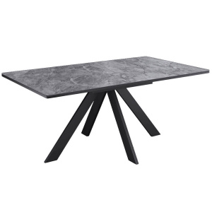 Стол обеденный Kenner DL1600 черный/керамика мрамор серый глянец