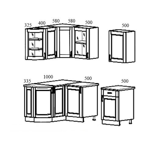 Кухня Массив угловая 1600х1335 левая