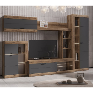 Гостиная ПРАГА №1 Дуб делано/Графит софт