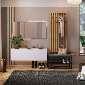 Прихожая Бери К6 дуб крафт золотой/белое дерево