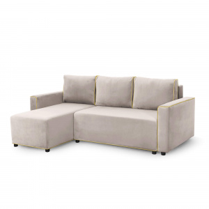 Угловой диван Некст Альба бежевый/Мора горчица