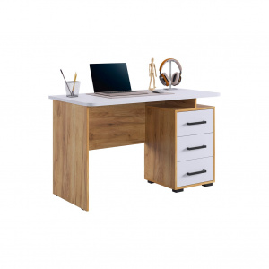 Стол компьютерный Лайт-2 дуб крафт золотой/белый