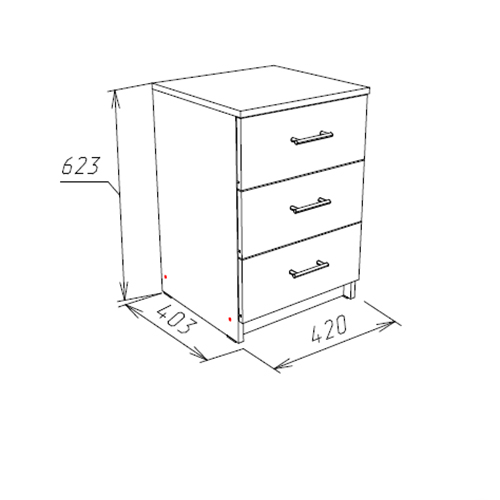 Комод с 3-мя ящиками НК ФТ-420 Белый