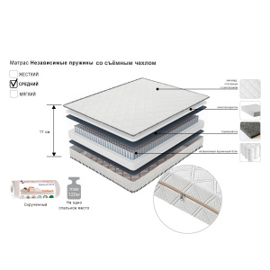 Матрас Независимые пружины со съемным чехлом 90х200