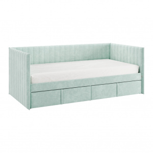 Кровать с ящиками Твикс (Софа) 90х200 мята (велюр)