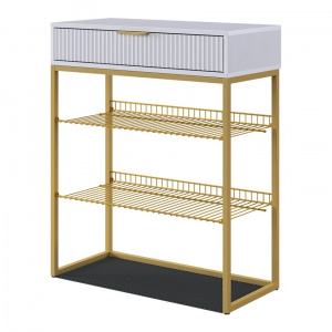 Обувница Вельвет белое дерево/золото