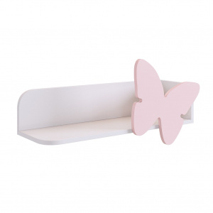 Полка навесная Бабочка белое дерево/пудра розовая (эмаль)