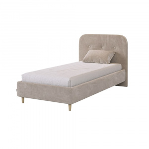 Кровать односпальная Лео 90х200 латте/капучино (велюр)