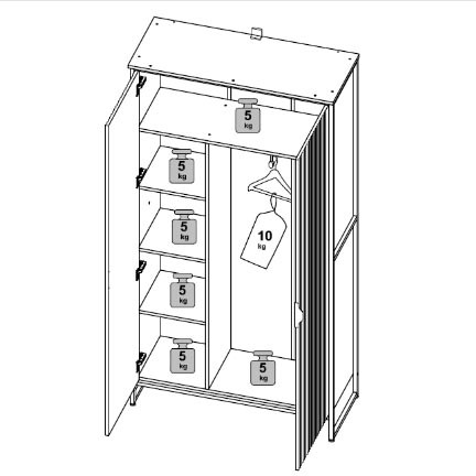 Шкаф двухдверный Нора гостиная Металл Бруклин/Графит