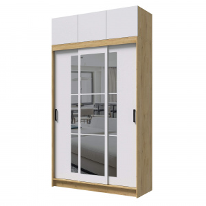 Шкаф-купе БРУНО 2 с антресолью Дуб вотан/Белый гладкий