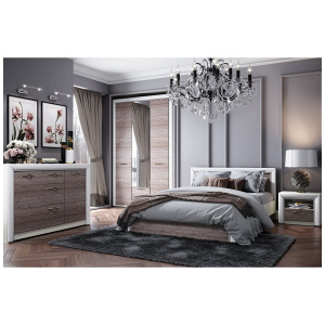 Спальный гарнитур OLIVIA Вудлайн крем/дуб анкона