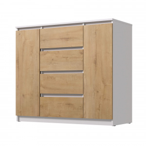 Комод ВЕГА Люкс 2Д-4Я Белый гладкий/Дуб Вотан