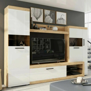 Гостиная Бастон Дуб вотан/Белый гладкий