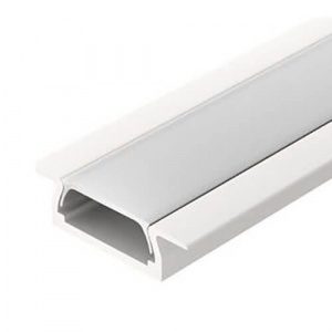 Профиль врезной алюминиевый для светодиодной ленты 3528/5050 белый матовый в комплекте с матовым экраном и заглушками 22х6х2000 мм. K251-2AMWH