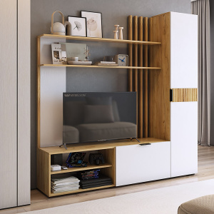 Гостиная Бери К1 дуб крафт золотой/белое дерево