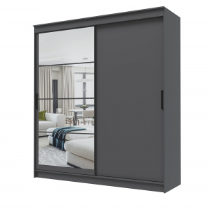 Шкаф-купе ГРАНД 1 2,0 Графит/Зеркало/Графит ЛДСП