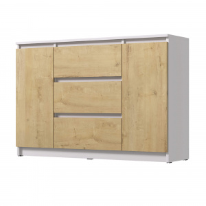 Комод ВЕГА 2Д-3Я Белый гладкий/Дуб Вотан