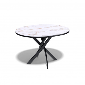 Стол обеденный Kenner R1100s черный/керамика мрамор белый глянец