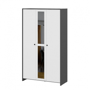 Шкаф трехстворчатый Дольче Графит/Белый