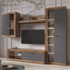 Гостиная ПРАГА №4 Дуб делано/Графит софт