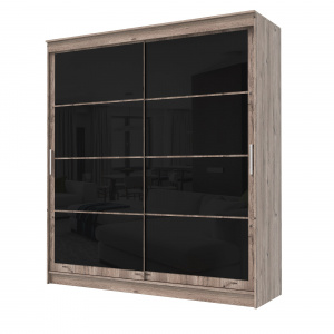 Шкаф-купе ГРАНД 1 2,0 Дуб горный/Лакобель черный