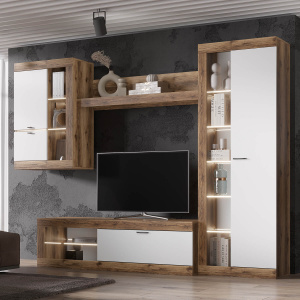 Гостиная ПРАГА №4 Дуб делано/Белый гладкий