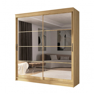 Шкаф-купе ГРАНД 1 2,0 Дуб вотан/Зеркало/Зеркало