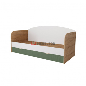 Кровать Лавис 2000 Дуб бунратти/Зеленый софт