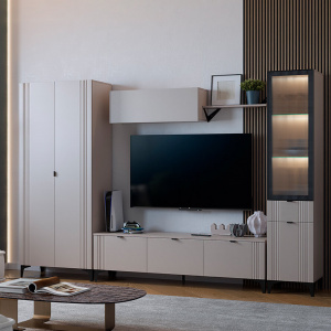 Гостиная Рич К4 кашемир/фрапучино матовый/черный