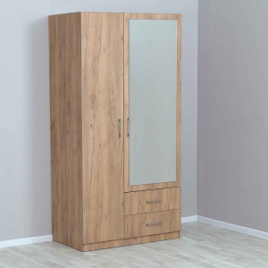 Шкаф 2-х дверный с зеркалом Элегия Дуб Крафт золотой