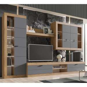 Гостиная ПРАГА №5 Дуб вотан/Графит софт