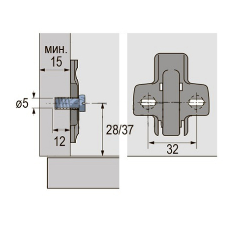 Монтажная планка для петли Sensys/Intermat H=3