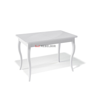 Стол обеденный Kenner 1100 C белый/стекло белое глянец
