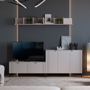 Гостиная Рич К2 кашемир/фрапучино матовый/черный