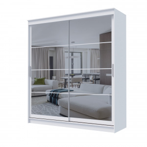 Шкаф-купе ГРАНД 1 2,0 Белый гладкий/Зеркало/Зеркало
