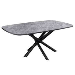 Стол обеденный Kenner DF1550 черный/керамика мрамор серый глянец