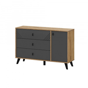 Комод Байкал 3 ящика (со створкой) Дуб Золотой/Графит