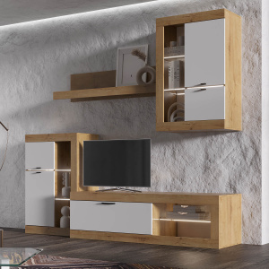 Гостиная ПРАГА №2 Дуб вотан/Белый гладкий