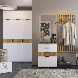 Прихожая Бери К7 дуб крафт золотой/белое дерево