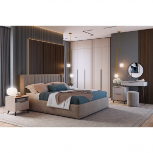 Спальный гарнитур Катрин К1 М кашемир/фрапучино матовый/капучино велюр