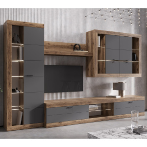 Гостиная ПРАГА №5 Дуб делано/Графит софт