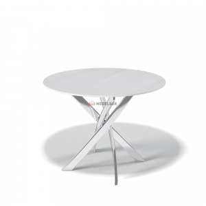 Стол обеденный Kenner R1000 хром/стекло белое глянец
